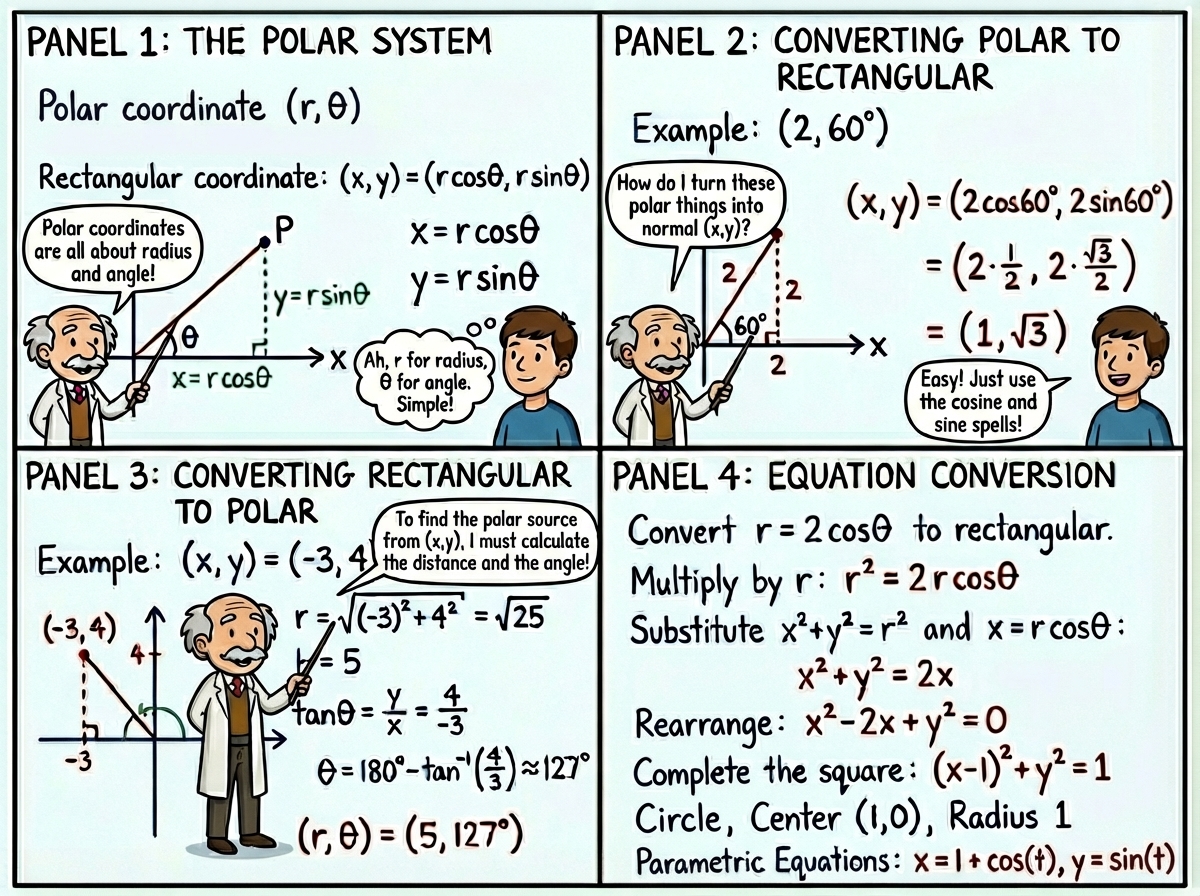 Conversion between rectangular and polar coordinates